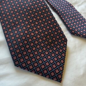 Ermenegildo Zegna Silk Tie Blue Geometric Squares